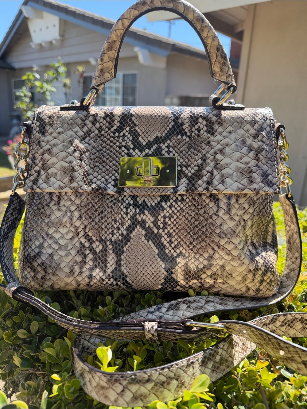 Kate Spade New York Nadine Snake-Print Top Handle crossbody Dust Bag. Like New